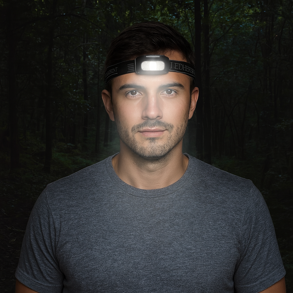 LightVision Pro™ – La linterna frontal que libera tus manos y te da visión nocturna profesional